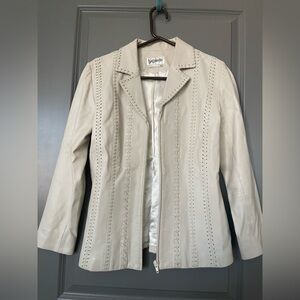 Bagatelle Cream genuine Leather Women's Jacket vintage biker artsy boho